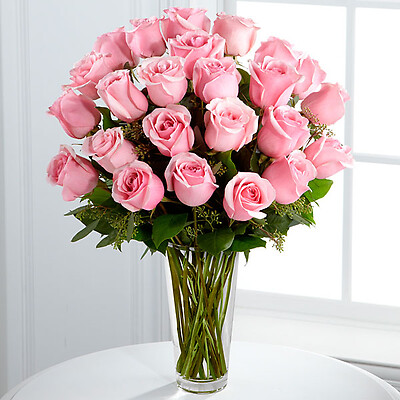 The Long Stem Pink Rose Bouquet